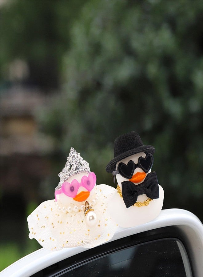 wonuu Pair Set of 2 Colorful Wedding Rubber Ducks, Bride Groom Duckies Marriage Rubber Duck Mini Couple Ducky for Ceremony Gift Souvenir Marry Blessings Elegant Heartwarming Present, White - Image 5